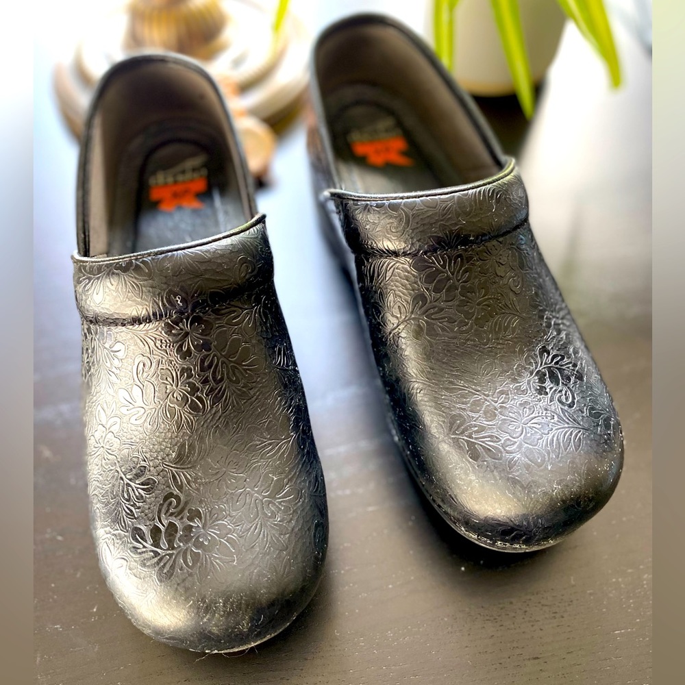 Dansko Embossed leather clogs